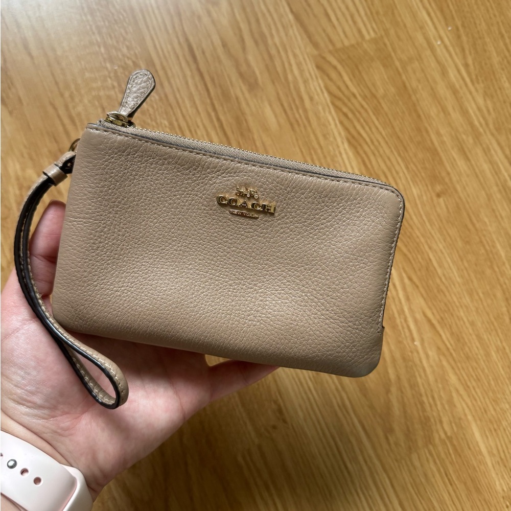 Coach Beige Leather Wristlet